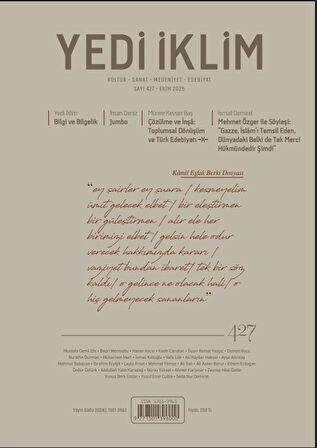 Yedi İklim Dergi 427.Sayı Ekim 2025
