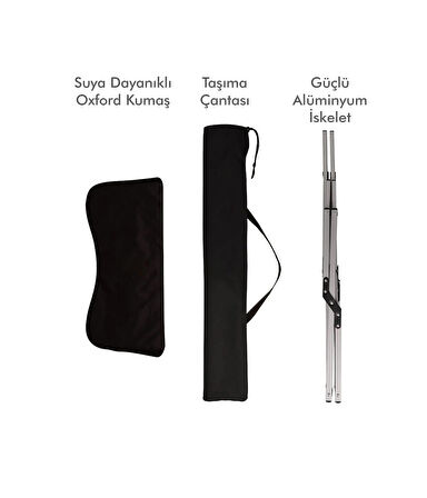 Yek Outdoor Portatif Alüminyum Katlanır Kamp Sadalyesi Siyah