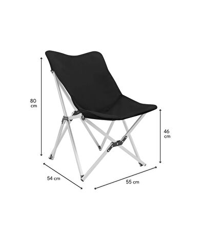 Yek Outdoor Portatif Alüminyum Katlanır Kamp Sadalyesi Siyah