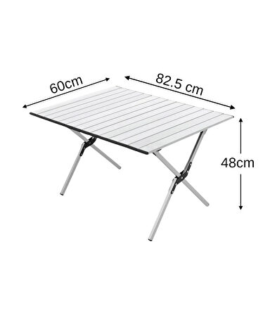Yek Outdoor Portatif Alüminyum Kamp Masası Gri 60x82x48cm