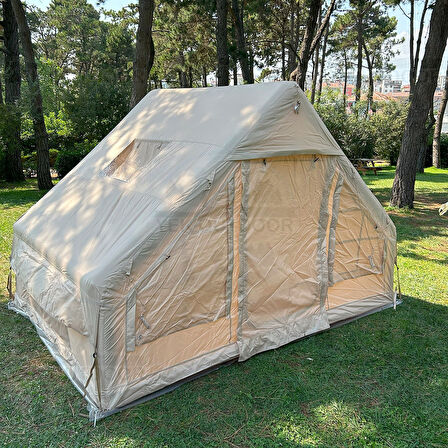 Yek Outdoor 210D Oxford 6 Kişilik 4 Mevsim Soba Çıkışlı Şişme Kamp Çadırı – Pompalı, 210x300x190 cm