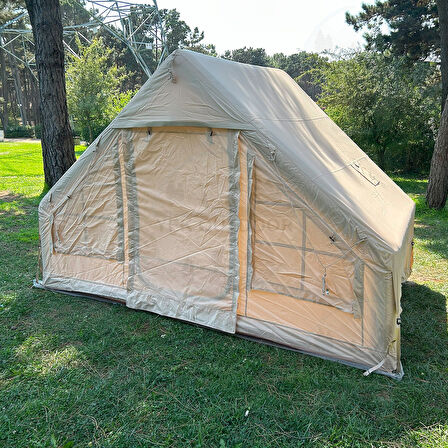 Yek Outdoor 210D Oxford 6 Kişilik 4 Mevsim Soba Çıkışlı Şişme Kamp Çadırı – Pompalı, 210x300x190 cm