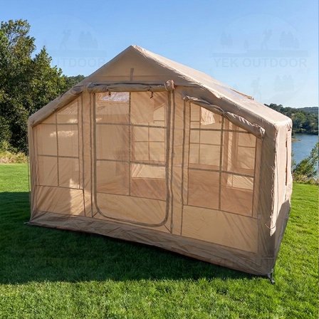 Yek Outdoor 6-8 Kişilik 4 Mevsim Soba/Vebasto Çıkışlı 420D Oxford Şişme Kamp Çadırı – Pompalı, 300x240x215 cm