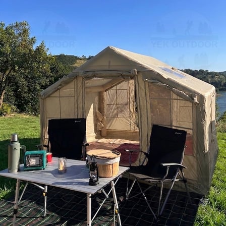 Yek Outdoor 6-8 Kişilik 4 Mevsim Soba/Vebasto Çıkışlı 420D Oxford Şişme Kamp Çadırı – Pompalı, 300x240x215 cm