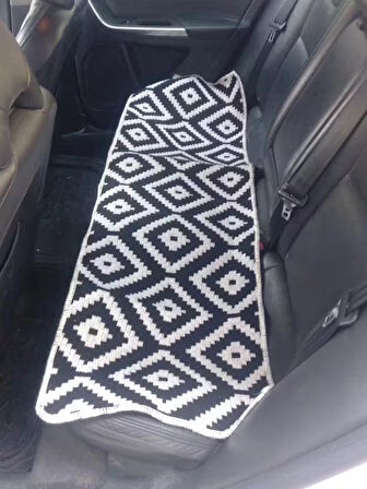 EFE MİNDER 3'lü Oto Koltuk Kilim Seti - Ön ve Arka Koltuk 3 Parça Takım (SİYAH BEYAZ)