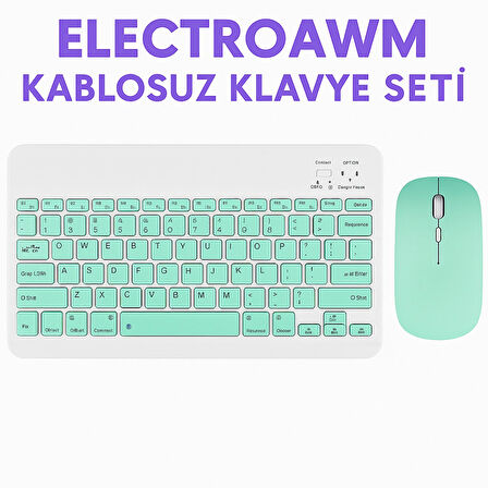  Kablosuz Bluetooth Klavye + Mouse Seti (iOS / Android / Windows Uyumlu) YEŞİL