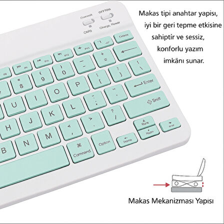  Kablosuz Bluetooth Klavye + Mouse Seti (iOS / Android / Windows Uyumlu) YEŞİL