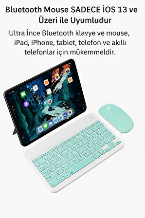 Kablosuz Bluetooth Klavye + Mouse Seti (iOS / Android / Windows Uyumlu) YEŞİL