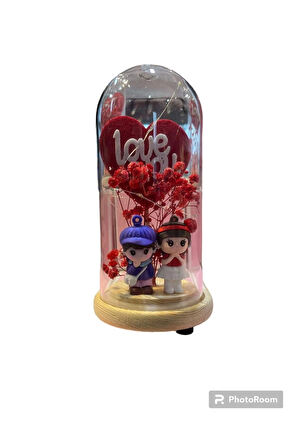 I Love You Işıklı Figürlü Cam Büyük Fanus – Aşkınızı Işıltıyla Anlatın