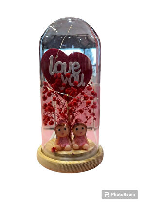 I Love You Işıklı Figürlü Cam Büyük Fanus – Aşkınızı Işıltıyla Anlatın