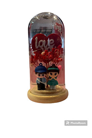 I Love You Işıklı Figürlü Cam Büyük Fanus – Aşkınızı Işıltıyla Anlatın