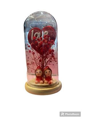 I Love You Işıklı Figürlü Cam Büyük Fanus – Aşkınızı Işıltıyla Anlatın