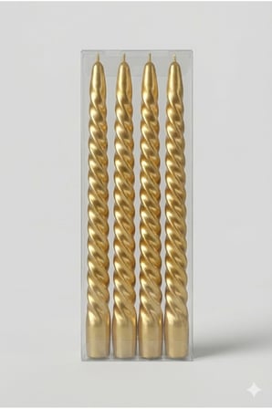 4'Lü Lüks Burgu Şamdan Mumu 26 Cm - Damlatmaz Spiral Dekoratif Mum Seti