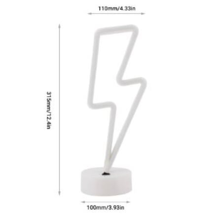 Buffer® Dekoratif Şimşek Şeklinde Pilli Neon Led Lamba Süs Masa Lambası
