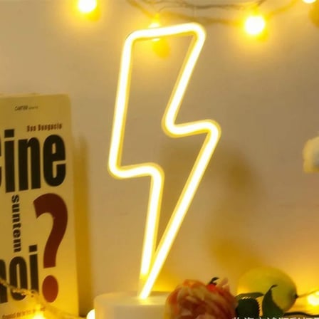 Buffer® Dekoratif Şimşek Şeklinde Pilli Neon Led Lamba Süs Masa Lambası