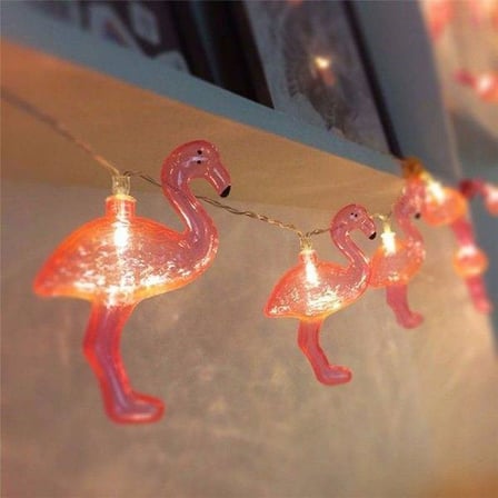 Uravas Store® 10Lu Pilli Led Flamingo Dekoratif Işık Zinciri Aydınlatma 1,5 Mt