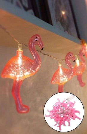Uravas Store® 10Lu Pilli Led Flamingo Dekoratif Işık Zinciri Aydınlatma 1,5 Mt