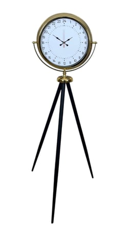 Gold 24 Saat Göstergeli Özel Tasarım Tripod Ayaklı Saat