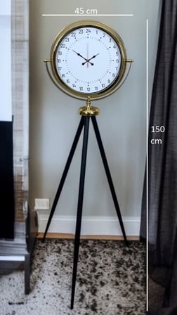 Gold 24 Saat Göstergeli Özel Tasarım Tripod Ayaklı Saat