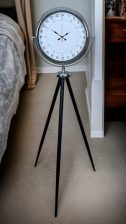 Krom 24 Saat Göstergeli Özel Tasarım Tripod Ayaklı Saat