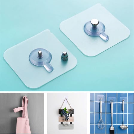 Buffer® Süper Güçlü Çerçeve Askısı Pin Delgisiz Vidalı Tırnak Kanca Yapışkanlı Raf Tutucu Askı 4 Ade