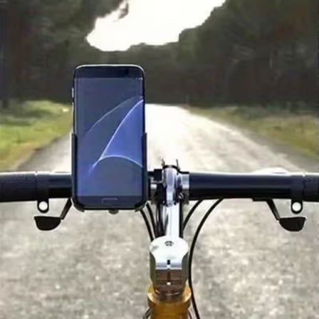 Motosiklet Gidon Telefon Tutucu–360° Döner, Kaymaz Sabitleme Sistemli, Sarsıntı Önleyici Telefon Tut