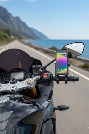 Evrensel Motosiklet Telefon Tutucu – Kaymaz, Kilitlenebilir Güvenli Tutuşlu, 360° Ayarlanabilir Gido