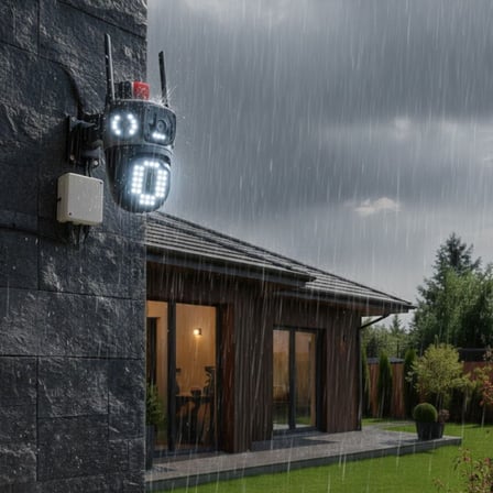 Buffer® Kablolu Akıllı Güvenlik Kamerası – 4 Kameralı Çok Lensli, 360° Ptz Hareketli, Çift Antenli,