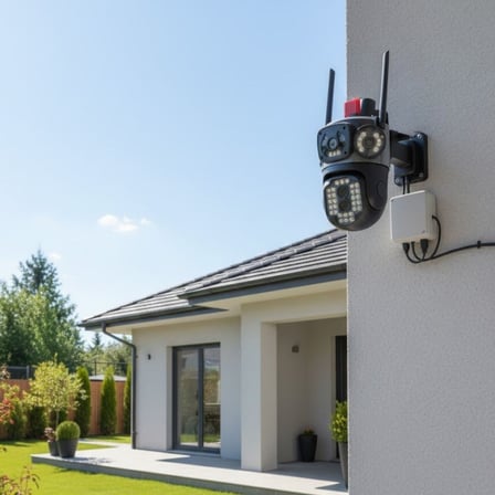 Buffer® Kablolu Akıllı Güvenlik Kamerası – 4 Kameralı Çok Lensli, 360° Ptz Hareketli, Çift Antenli,