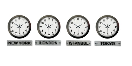 Siyah Prestij 36 Cm Metal Tabelalı Dünya Saatleri – 4’Lü Siyah Set