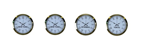 Gold Prestige 4’Lü Metal 36 Cm Dünya Duvar Saatleri