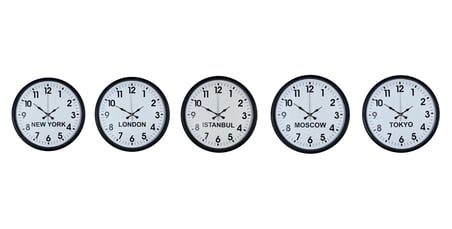 Standart Dünya Saatleri 5’Li Siyah Set 36 Cm