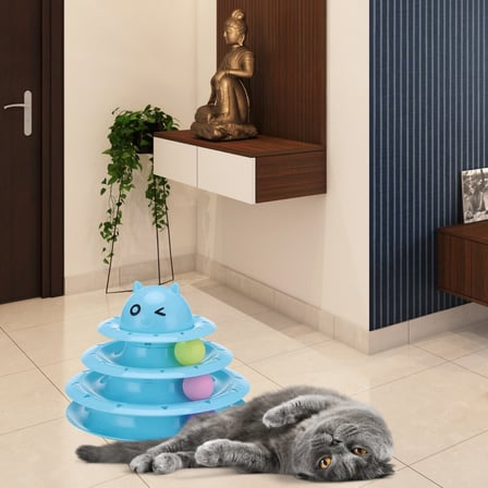 Uravas Store® Tower Of Tracks Eğlenceli Üç Katlı Kedi Oyuncağı Seti Kedi Oyunu