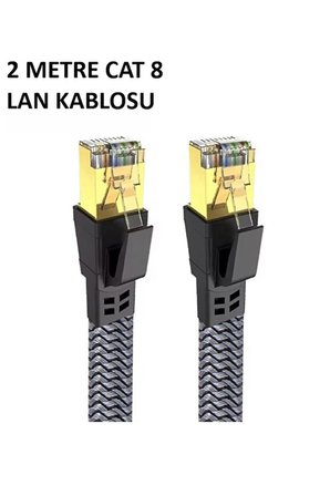 Cat 8 Lan Kablosu –Ethernet Kablosu Örgü Kaplama, Yüksek Hızlı (2 Metre)