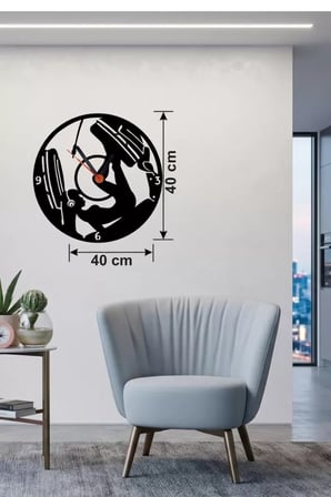 Mey İthalat® Fitness Ve Spor Temalı Ahşap Duvar Saati - 40X40 Cm Leg Press Tasarım