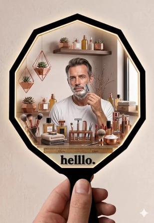 Mey İthalat® Lüks Geometrik El Aynası - 10X10Cm Çanta Boyu - Kırılmaz Güvenli Pleksi Ayna (Kadın & E