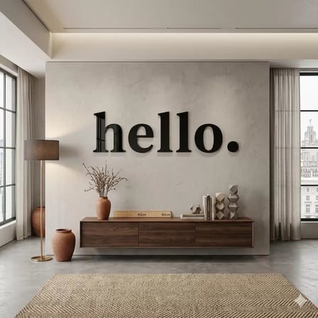 100X35 Cm Dev Boy "Hello." Yazılı Kırılmaz Pleksi Ayna - Premium Ofis Ve Villa Antre De