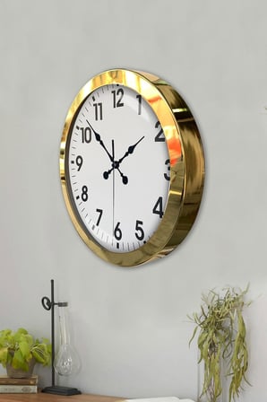 36 Cm Gold Metal Standart Duvar Saati