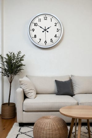 40 Cm Beyaz Metal Standart Duvar Saati