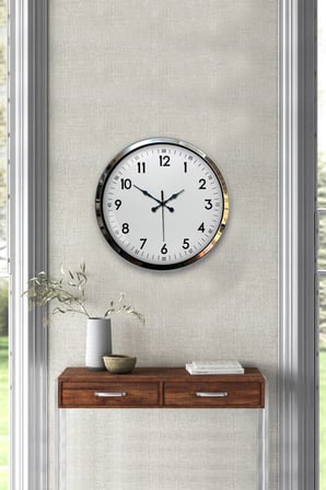Modern Klasik 40 Cm Krom Metal Duvar Saati