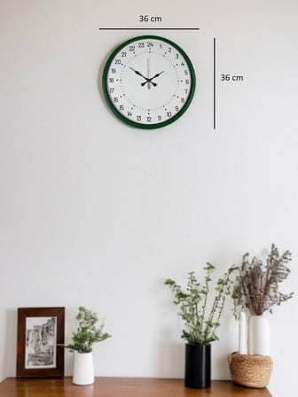 36 Cm Yeşil 24 Saat Göstergeli Özel Tasarım Duvar Saati