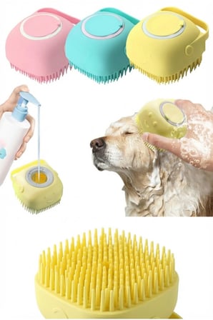 Şampuan Hazneli Kedi Köpek Yıkama Fırçası - Silikon Masaj Tarağı Ve Evcil Hayvan Banyo Aparatı