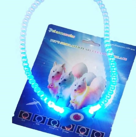 Uravas Store® Mavi Renk Neon Led Işıklı Kedi Köpek Kolyesi (18,5 Cm)