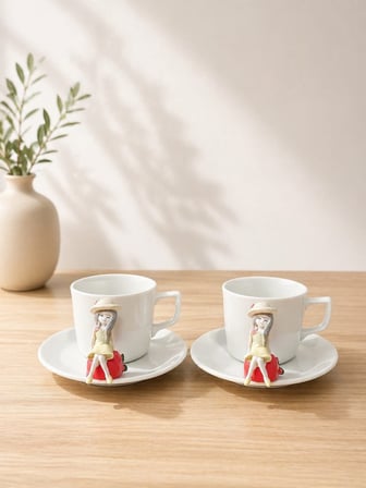 Ki̇rli̇nova® Tatli Kiz 2'Li̇ Porselen Fi̇ncan Takimi