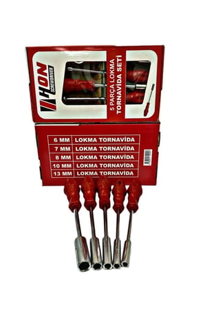 Hediyelik 5 Adet Lokma Anahtar Tornavida 6/7/8/10/13/mm Metal Altıgen