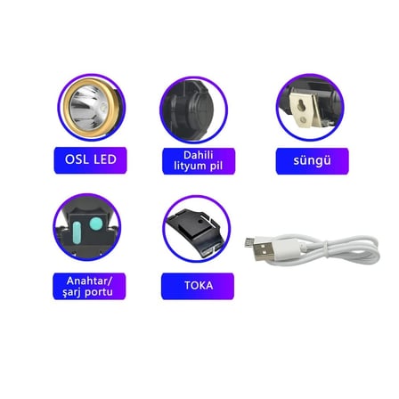 Hediyelik Şarjli Baret Lambasi Osl Led Wt-065