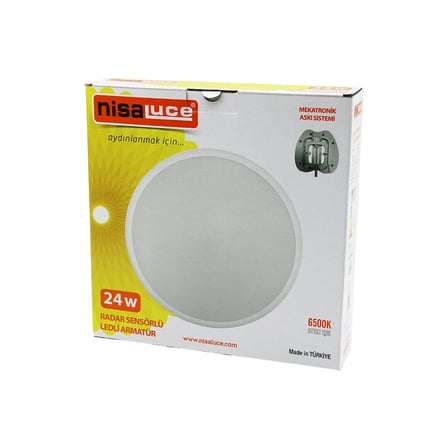 Hediyelik Nisaluce Eamp-106/b 24w Radar Sensörlü Ledli Armatür Beyaz Çerçeve Mekatronik Askı Sistemi 6500k - 2160lm