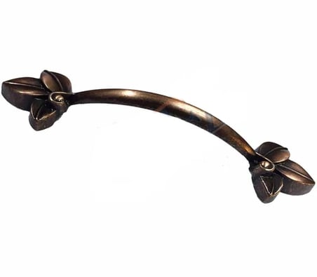 Hediyelik Dekoratif Zamak Yaprak Kulp - 96mm, Eskitme, 1 Adet