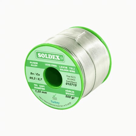 Hediyelik Soldex Sn: 99.3 - Cu: 0.7, 500 Gr, 0.75 Mm -  Kurşunsuz, Gümüşsüz Lehim Teli