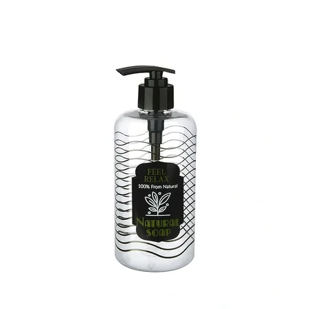 Hediyelik Şeffaf Sıvı Sabunluk Yuvarlak Plastik Pompalı 500 Ml